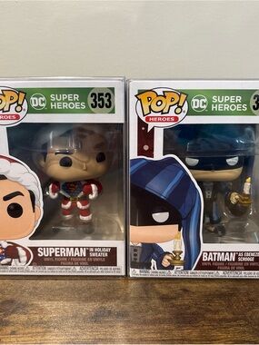Funko Pop! DC Superheroes Lot Of 2 Batman as Ebenezer Scrooge #355 Superman #353